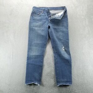 Levis 501 Jeans Womens 25 Blue Tapered Cropped Button Fly Medium Wash Denim